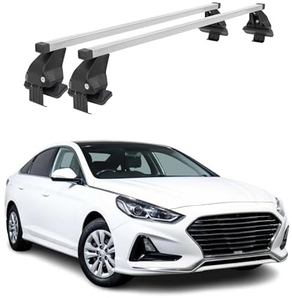 OMAC Menabo Dachträger für Hyundai Kona Hybrid 2019-2023 Stahl Silber | DIN 75302:2019 & ISO/PAS 11154:2006 geprüft, Abschließbar, City-Crash-getestet, bis 50 kg Traglast, Querträger, Grundträger
