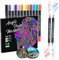 Sonlaryin Acrylstifte Marker Stifte 12 Farben, Doppelspitze Acrylstifte für Steine Wasserfest, Acrylmarker Set für Holz, Glas, Papier, Keramik, Leinwand, Erwachsene Kinder Geschenke Ostern Basteln