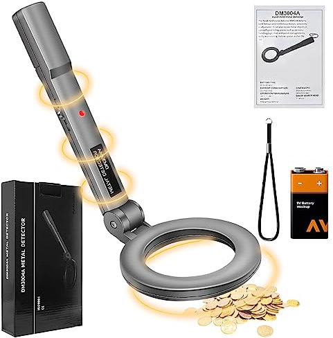 Rivelatore di metallo portatile professionale in metallo: Nizirioo Pinpointer Metal Detector Pieghevole Ricerca Metallo Impermeabile 180° Regolazione per Aeroporto Stazione Ferroviaria Moneta d'Oro