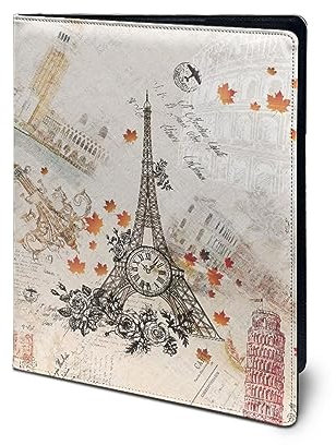 HUIACONG Padfolio/Resume Portfolio-Ordner aus Ahorn, Paris, Eisenturm, Zeitung, Interview, juristische Dokumente, Organizer & Visitenkartenhalter