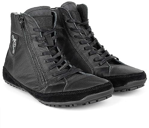 Magical Shoes gefütterte Barfußschuhe Herren, Minimal Boots leicht, Leder Halbstiefel mit Wollfutter, Winterschuhe minimalistisch, Mens Barefoot Shoes Winter, Gr. 45, Schwarz, Alaskan X