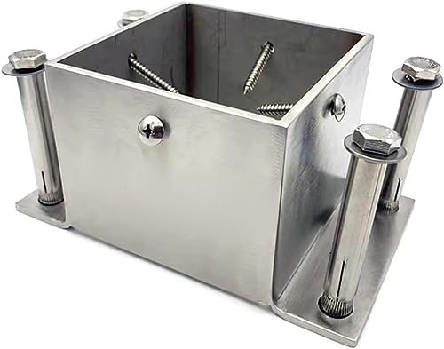 ANDRAX Stainless Steel 304 Post Base, Square, 8 Inch, 4mm Thick, Commercial Grade, 5 Year Spare Part Availability, Perfect for Decking, Pergolas, Mailboxes, Fences