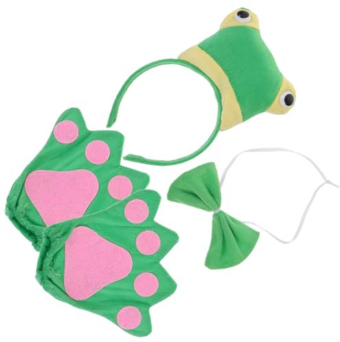 Toyvian Froschkostüm-Set Froschaugen-Stirnband Mit Handschuhen Und Fliege Niedliches Tier-Cosplay-Anziehzubehör