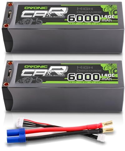 OVONIC 4S Lipo Akku 140C 6000mAh 14.8V Shorty Lipo Akku mit EC5 Stecker für RC Car Monster Truck Crawler RC Hobby(2PCS)