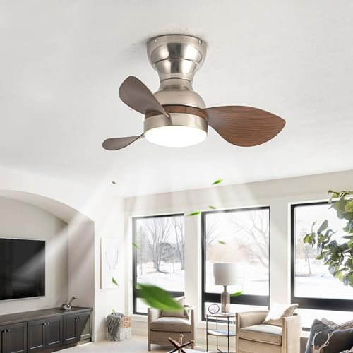 YFouCnd I Living Room Small Ceiling Fans with Lights Reversible Silent Ceiling Fan Lights with Remote Control 6 Speed Modern Ceiling Fans with Lamps Timer Bedroom Fan Light Ceiling Lounge-Dark Wood
