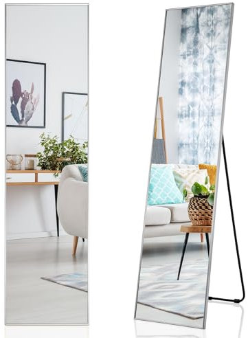 LIFEZEAL 2 in 1 Standspiegel 160 x 40 cm, Ganzkörperspiegel Wandspiegel aus Metallrahmen, Stehspiegel Bodenspiegel für Wohnzimmer Flur Schlafzimmer Garderobe
