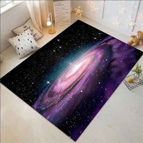 Teppich Anti Rutsch Zimmer deko Lila und Blauer Schlafzimmerteppich Kinderzimmer lässige Dekoration Wird Nicht allergisch Sein Webteppich 90X190cm