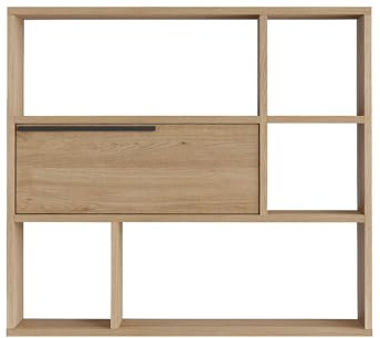 Rebecca Mobili Hängeregal, schwebendes Bücherregal, Farbe Eiche dunkelgrau, Spanplatte, mit 6 Fächern, modernes Design - Maße HxBxT: 81 x 90 x 22 cm - Art. RE7084