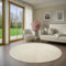 the carpet Parma Teppich Wohnzimmer, Schlafzimmer, moderner Kurzflor mit Hoch-Tief-Effekt, angenehm weich, Creme, 120 cm Rund