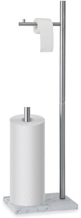 Blue Canyon Vicenza Toilet Roll Holder & Spare, Bathroom Aesthetics, Rust Resistant, Attached Toilet Brush, Chrome Finished, Bathroom Accessories Set, Stainless-Steel, Free-Standing Design, Silver
