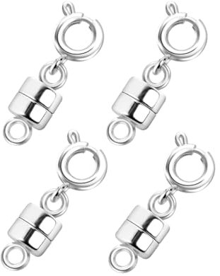 LICQIC 4 Pcs Magnetic Chain Necklace Bracelet Clasps, Closures Connector Locking Magnetic Clasp Converters for Jewelry Accessories, 2cm, Silver
