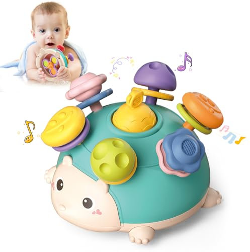 VViN Beißspielzeug Baby ab 6 Monate, Montessori Silikon Spielzeug, Baby-Rassel-Sensorik Spielzeug, Motorikspielzeug, Lernspielzeug für Neugeborene für 6 9 12 18 Monate Babyspielzeug Geschenke - Blau