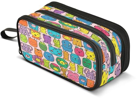 Mnsruu Graffiti Avatar Federmäppchen mit großem Fassungsvermögen, 3 Fächer, Beutelhalter, Schulbedarf, Jungen und Mädchen, mehrfarbig, Einheitsgröße, Taschen-Organizer
