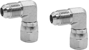 BEITERSTOE (2-PACK) 6500-06-06 Hydraulic Hose Adapter Fitting 3/8Male JIC 37° Flare (9/16-18UNF) × 3/8Female JIC 37° Swivel Nut (9/16-18UNF) 90° Elbow SAE Pipe Joints Connector Carbon Steel