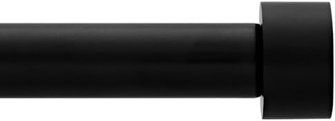 Curtain Poles End Cap Finials 1 inch diameter Black Extendable curtain pole 76 to 320 cm with 3 piece brackets. 30 to 126 inch length Heavy Duty curtain rod for Living room, Bedroom, Kitchen room