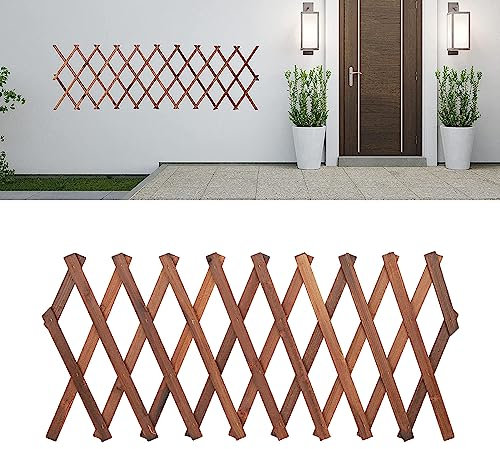 Clôture en Treillis en Bois Extensible, Treillis de Jardin, Panneau Extensible, Treillis Mural, Support Vertical, Cadre en Bois, Patio décoratif pour Plantes grimpantes d'extérieur