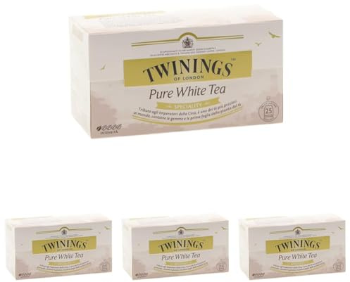 Twinings, Pure White Tea, Speciality Tè Bianco Prezioso dal Sapore Fresco e Dissetante, Infusi e Tisane, Confezione da 100 Filtri