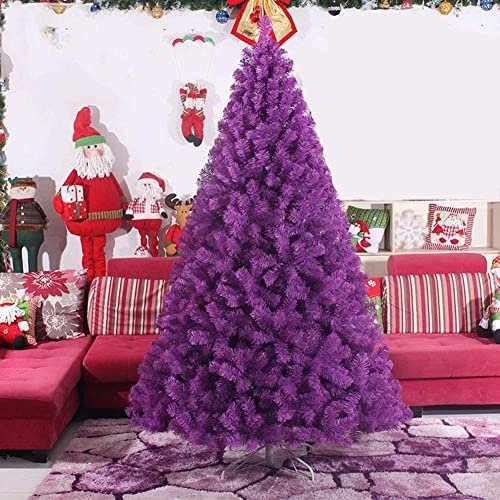 Albero di Natale artificiale ecologico completamente spento, con cerniera viola, con supporto in metallo per decorazioni natalizie, viola, 7,9 piedi (240 cm), 6 piedi (180 cm), 3,9 piedi (12