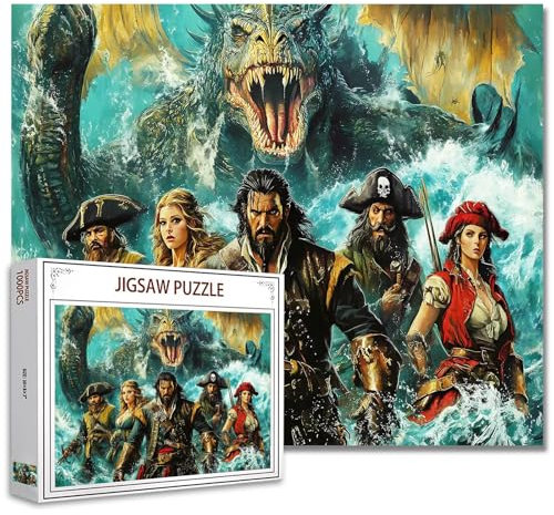 Pirates Battle Puzzles für Erwachsene 1000 Stück Mythical Beast Jigsaw Puzzles für Spieleabende Einzigartiges Kunst-Puzzle herausfordernde Familienaktivität Spiel DIY Craft Puzzle Home Decor Geschenke