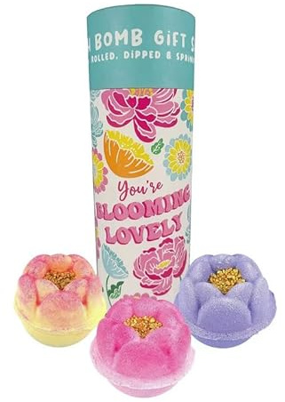 Bomb Cosmetics You're Blooming Lovely 3 Piece Bath Bomb Gift Set Tube, Handcrafted with Pure Essential Oils, Cocoa and Shea Butters