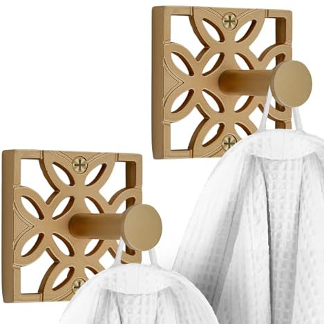 Autumn Alley Lot de 2 crochets dorés pour serviette de salle de bain, peignoirs - Crochets muraux pour serviette, peignoir, manteau et porte - Antirouille - Style moderne et unique