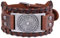 Antikes nordisches Wikinger-Slawisches Perun-Axt-Charm-Metall-Braun-Lederarmband - braunes Leder, Antiksilber