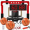 Panier de Basket Enfant, Jeu de Basketball Mural avec Double Tableau d'affichage Électronique, Son, Lumière LED, Jouet Interieur Sport Cadeau d'anniversaire Garcon Fille Ado 5 6 7 8 9 10 11 12 Ans
