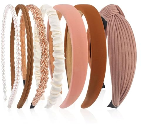 xolear Lot de 7 Bandeaux à Cheveux, Bandeau en Plastique, Serre Tete Antidérapant, Plusieurs Styles, pour Fille et Femmes (B)