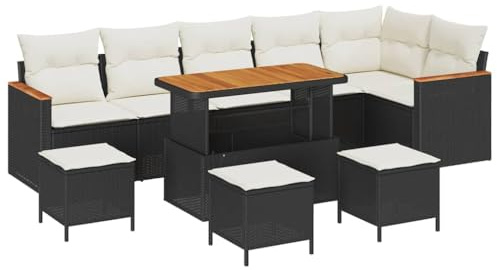 vidaXL Gartensofa-Set 10 STK. Schwarz Poly-Rattan