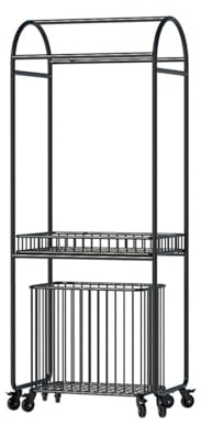 Generisch Étagère de rangement pour salle de bain avec baignoire et lavabo, porte-serviettes sur roulettes, support noir