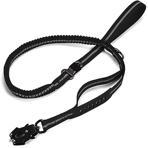 Quppa Taktische Hundeleine,strapazierfähige mit Schnellverschluss-Karabiner,reflektierende,Auto-Sicherheitsgurt,Starke Elastische Ruckdämpfer Führleine für Große, Mittleregroße Hunde