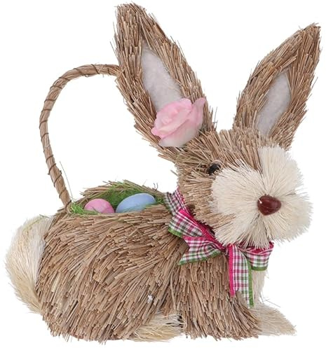 VICASKY Strohgeflochtener Hasen-osterschmuck aus Maisstroh, Festtags-handschmuck, Kaffeedekoration, Frühlingsparty, Gartentischdekoration, Zuhause, Natürlich