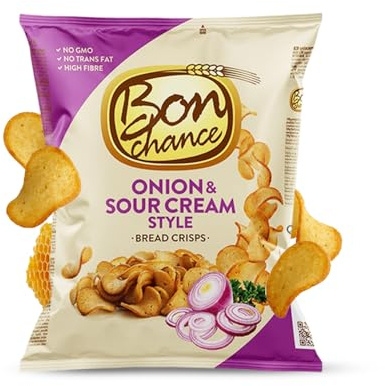 Bon Chance - Sour Cream & Onion Bread Crisps 120g | Crunchy Toasted Bread Snacks | Savoury Baked Crackers