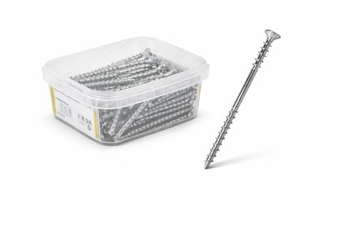 Wkret-Met Distanzschrauben 6x160 mm TX Torx verzinkt – Abstandsschrauben Holz, Justierschrauben für Holzbau, Dachlatten & Fassaden, Holzbauschrauben mit Distanzfunktion, Mini Box 40 Stück