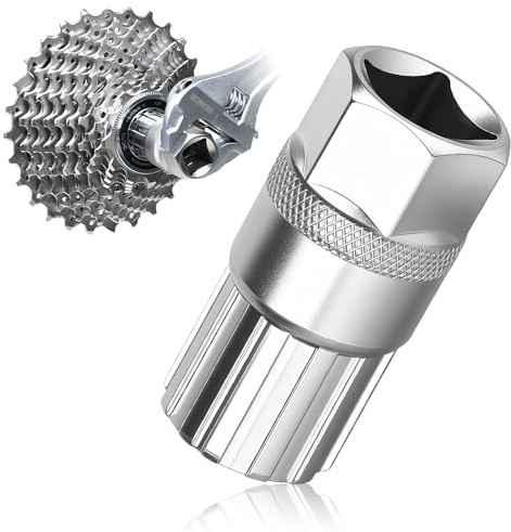Bicycle Freewheel Removal Tool, Carbon Steel Cassette Removal Tool, Silver Cassette Lockring Tool for Mountain Bike, Heavy Duty Lockring Remover Compatible with Shimano Sunrace SRAM DNP 6-11 Speed