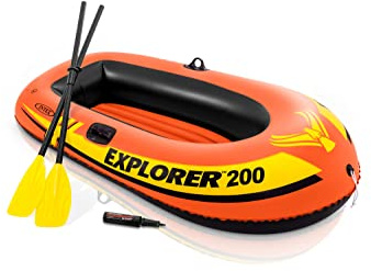 Intex Explorer 200 Inflatable 2 Person River Boat Raft Set with 2 Oars & Pump