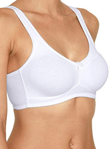 Naturana® Soft-BH ohne Bügel mit Schale [A–E] Baumwolle Vorgeformt | T-Shirt BH mit Spitze - 75 Weiss D