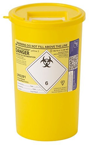 Sharpsguard DNDD471YL Sharps Bin, 5L Capacity, Yellow