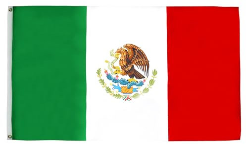AZ FLAG - Bandera México - 90x60 cm - Bandera Mexicana 100% Poliéster Con Ojales de Metal integrados - 50g - Colores Vivos Y Resistente A La Decoloración