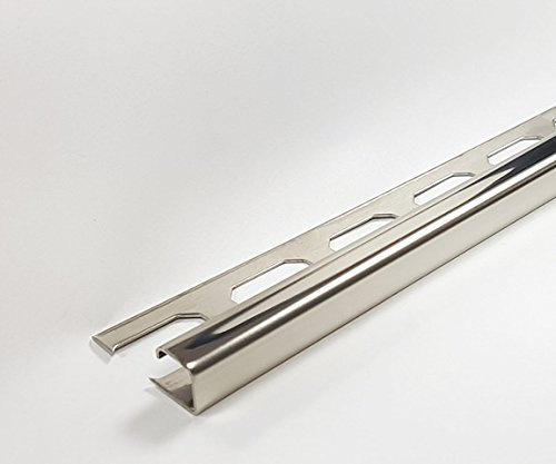 1 Schiene = 2,5 lfdm. Edelstahlschiene V2A glänzend 8 mm Quadro Fliesenschiene