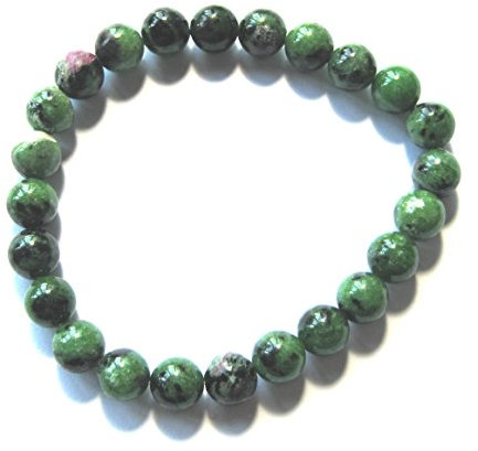 Kugel-Armband Zoisit (Anyolith) mit Rubin 8 mm
