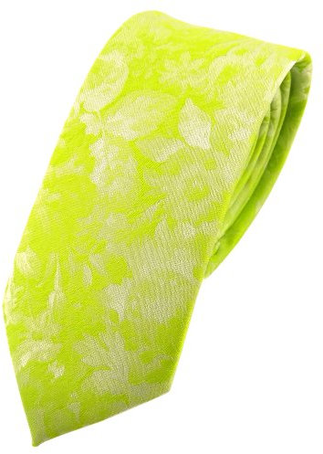 TigerTie Schmale Krawatte grün gelb neongrün neongelb gemustert - Schlips Binder Tie