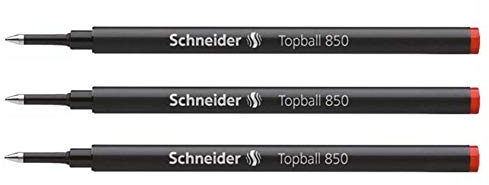 Schneider 3 Stück Nachfüllminen für Tintenroller „Topball 850 05“, schwarz, 3 Stück.