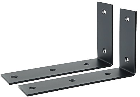 SAYAYO Regalwinkel Schwarz Regalhalterung Winkel Regal Edelstahl 90 Grad Multifunktionale Metallwinkel für Holzregale, Hölzern Möbel, 2 Stück Regalträger Schwarz 175x105