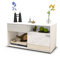 Stil.Zeit TV Schrank Lowboard Albina, Korpus Weiss matt, Front Hochglanz Design Weiß (92x49x35cm), Push to Open Technik & Leichtlaufschienen