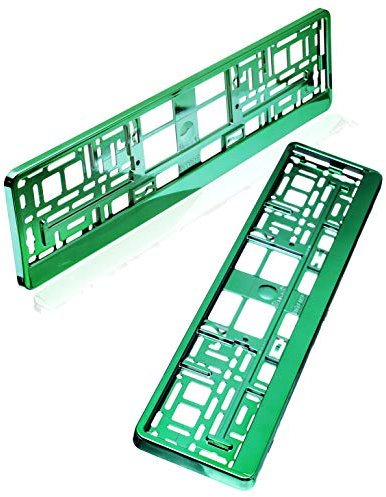 baytronic Kennzeichenhalter grün Chrom 2er Set