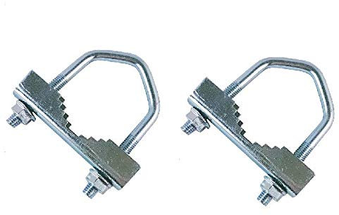 K M Electronics® 2 X Heavy Duty Steel JAW Type CLAMP V U Bolts UP to 2” Diameter Aerial Pole MAST