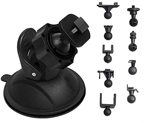 TiToeKi Dash Cam Suction Mount with 15+ Swivel Ball Adapters Compatible with Rexing V1, UGSHD, Falcon F170, KDLINKS, Vantrue, APEMAN, Z-Edge, Roav, Old Shark, YI, Peztio, UGSHD and Most Dash Cameras