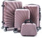 R.Leone Valigia da 1 Fino a Set 4 Trolley Rigido grande, medio, bagaglio a mano e beauty case 8 ruote in ABS 2092 (Rose gold, Set 4 XS S M L)