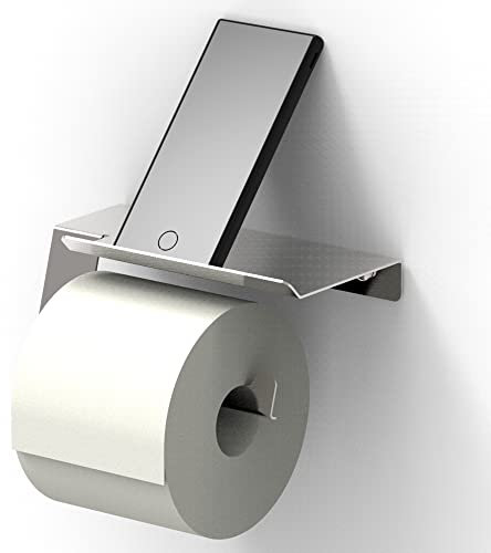 AmeriLuck Toilettenpapierhalter aus Edelstahl für Mega Roll mit Handyablage, gebürstetes Nickel